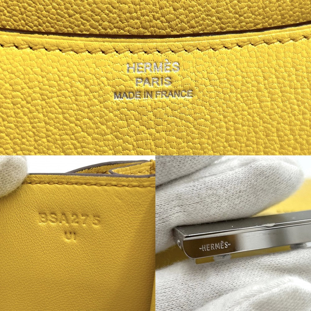 【開店SALE】 HERMES エルメス ショルダーバッグ コンスタンス3 ミニ ポシェット 革 かばん 鞄 B刻印 シェーブル イエロー シルバー金具 レディース 2023年【中古品】