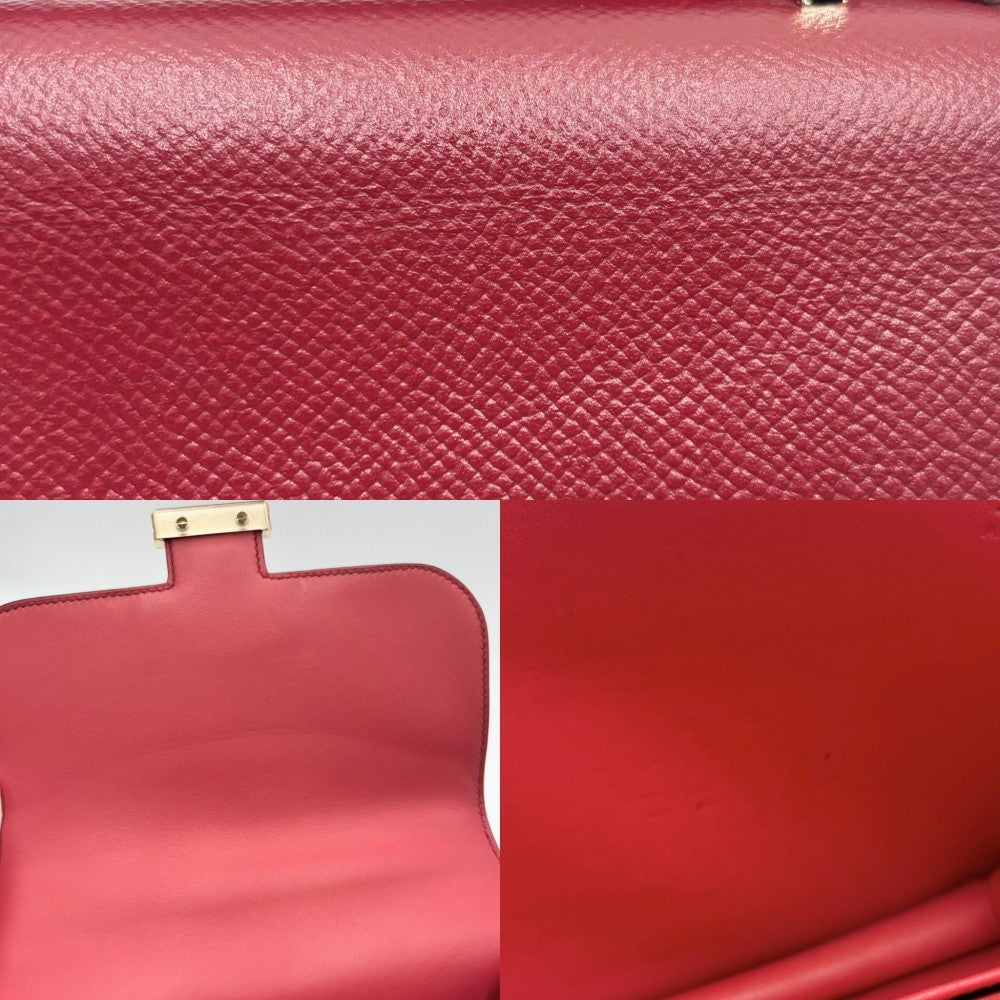 【開店SALE】 HERMES エルメス ショルダーバッグ コンスタンスミニ ポシェット 革 かばん 鞄 X刻印 ヴォーエプソン レッド 赤 ゴールド金具 レディース 2016年【中古品】