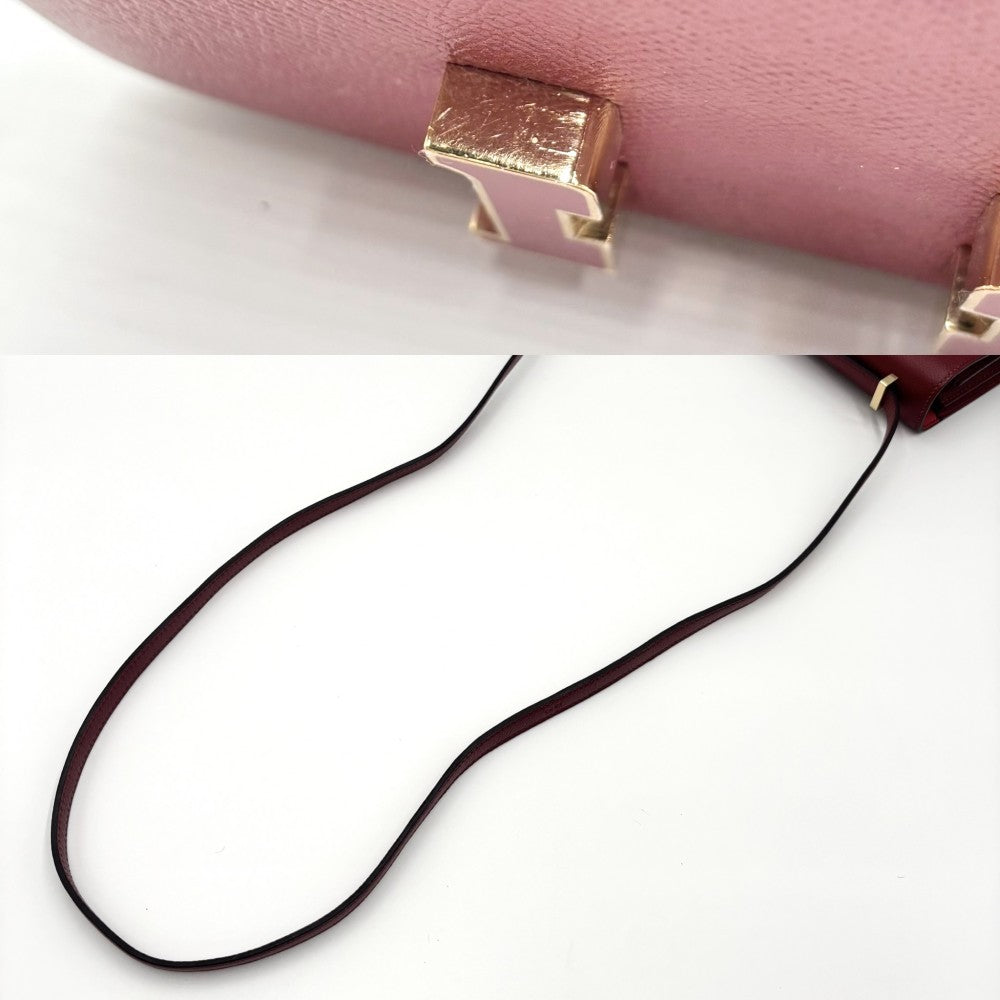 【開店SALE】 HERMES エルメス ショルダーバッグ コンスタンスミニ ポシェット 革 かばん 鞄 X刻印 ヴォーエプソン レッド 赤 ゴールド金具 レディース 2016年【中古品】