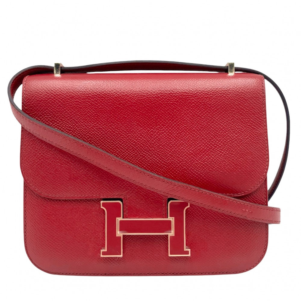 【開店SALE】 HERMES エルメス ショルダーバッグ コンスタンスミニ ポシェット 革 かばん 鞄 X刻印 ヴォーエプソン レッド 赤 ゴールド金具 レディース 2016年【中古品】