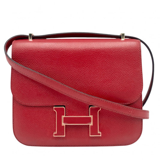 【開店SALE】 HERMES エルメス ショルダーバッグ コンスタンスミニ ポシェット 革 かばん 鞄 X刻印 ヴォーエプソン レッド 赤 ゴールド金具 レディース 2016年【中古品】