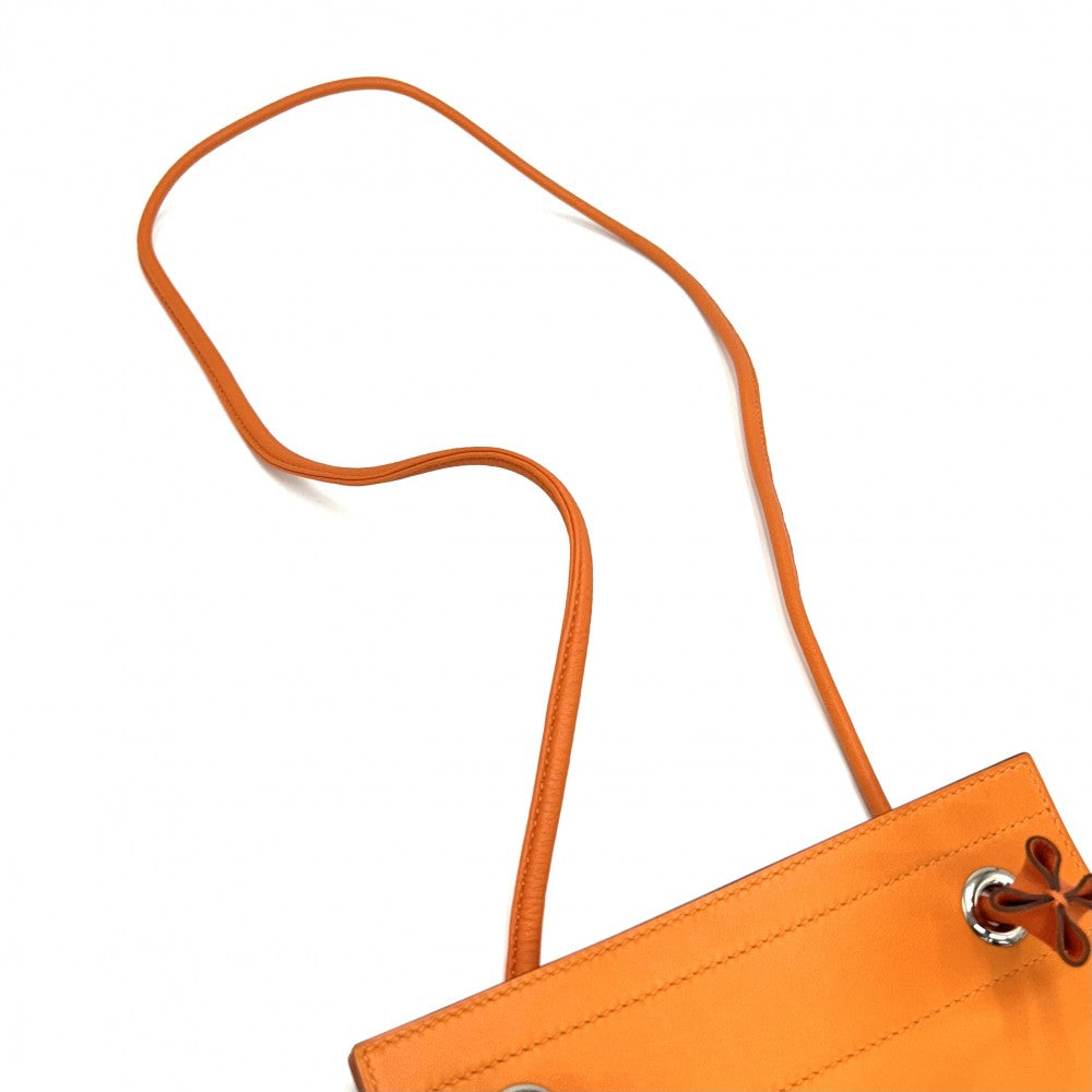 HERMES エルメス ショルダーバッグ アリーヌミニ ポシェット メンズ レディース D レザー オレンジ シルバー金具 ユニセックス 2019年【中古品】