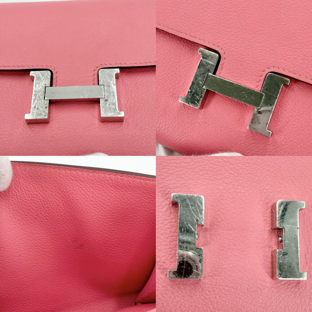 【開店SALE】 HERMES エルメス 長財布 コンスタンスロング　トゥーゴー ショルダーバッグ ロングウォレット ショルダーウォレット U刻印 ヴォーエプソン ピンク シルバー金具 レディース 2022年【中古品】