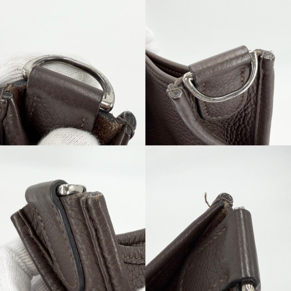 HERMES エルメス ショルダーバッグ エブリンPM 3 Evelyne □M刻印 レザー ブラウン 茶 シルバー金具 レディース 2009年【中古品】