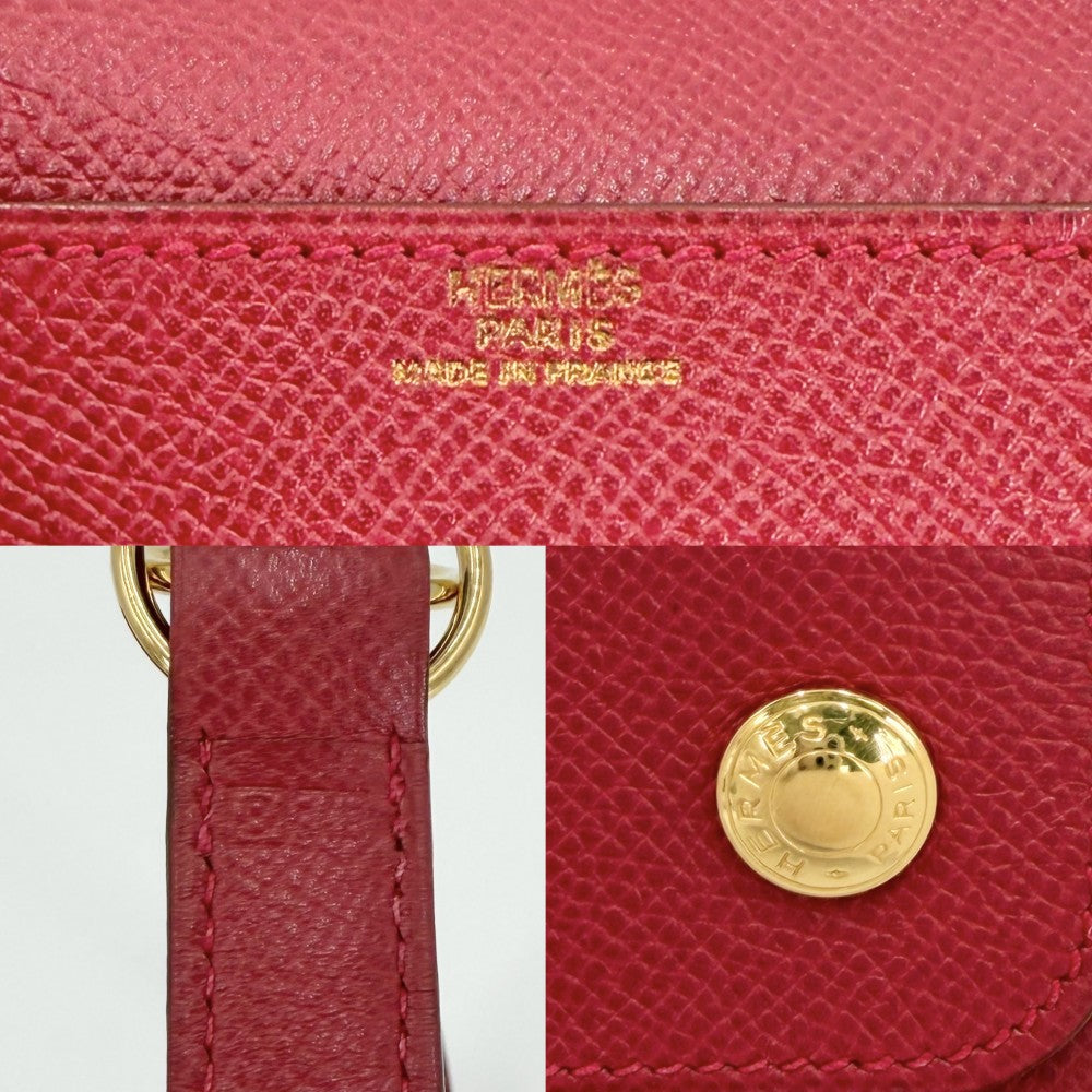 【開店SALE】 HERMES エルメス ウエストバッグ ポシェットグリーン ウエストポーチ ヴィンテージ ボディバッグ □B レザー レッド 赤 ゴールド金具 ユニセックス 1998年【中古品】