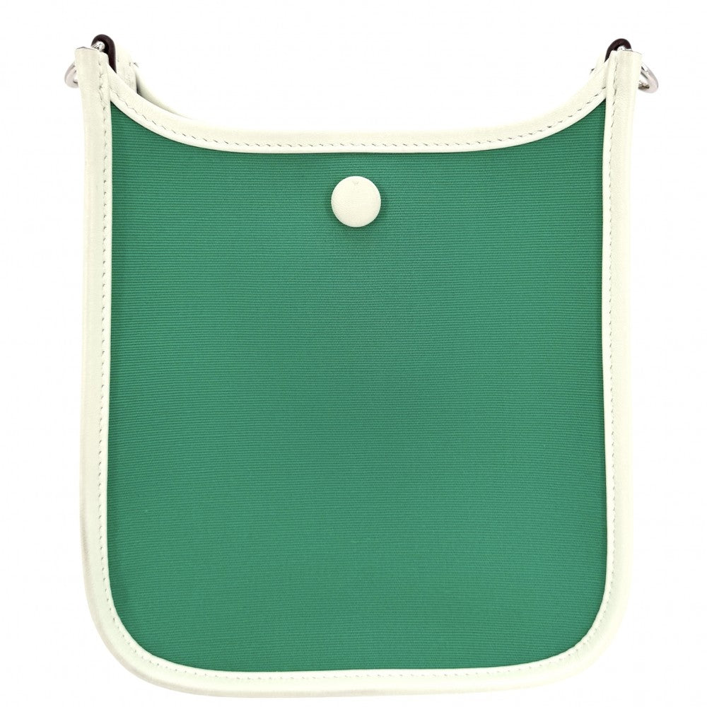 HERMES エルメス ショルダーバッグ ネオエヴリンTPM Neo Evelyne グリーン W刻印 キャンバス レザー ミント ヴェールフィズ シルバー金具 レディース 2024年【中古品】