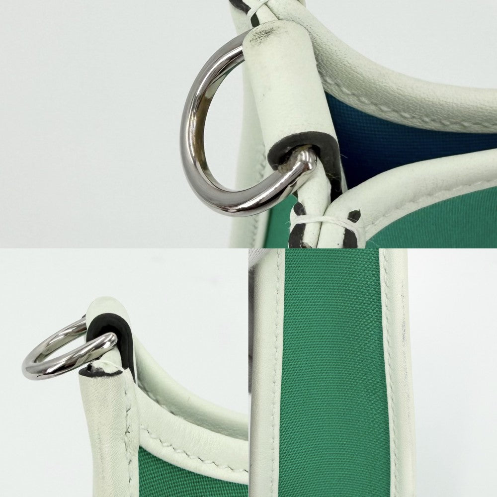 HERMES エルメス ショルダーバッグ ネオエヴリンTPM Neo Evelyne グリーン W刻印 キャンバス レザー ミント ヴェールフィズ シルバー金具 レディース 2024年【中古品】