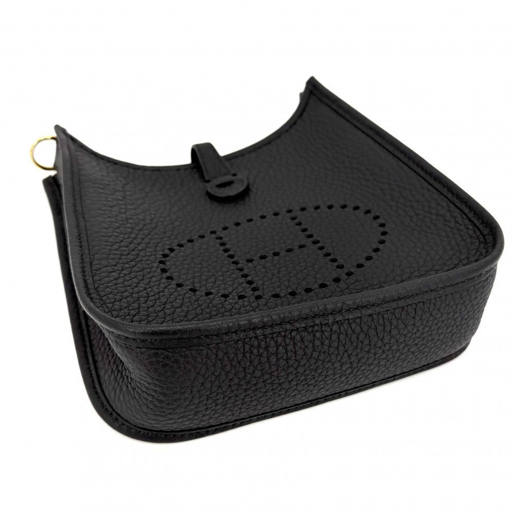 HERMES エルメス ショルダーバッグ エブリンTPM ポシェット Evelyne 小さめ W刻印 レザー ブラック 黒 ゴールド金具 レディース 2024年【中古品】