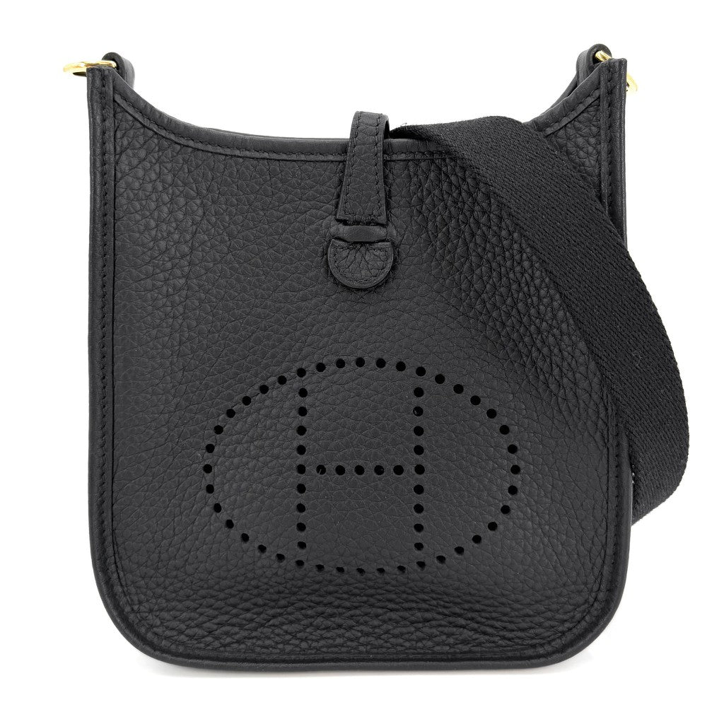 HERMES エルメス ショルダーバッグ エブリンTPM ポシェット Evelyne 小さめ W刻印 レザー ブラック 黒 ゴールド金具 レディース 2024年【中古品】