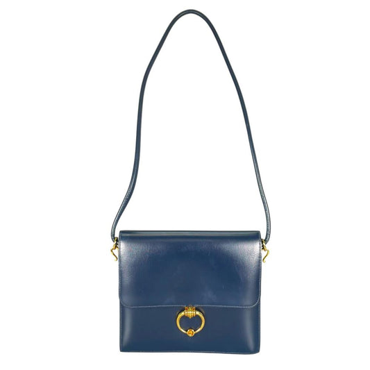 HERMES エルメス ショルダーバッグ セクアナ22 ワンショルダー ヴィンテージ ⚪︎N刻印 レザー ブルー 青 ゴールド金具 レディース 1984年【中古品】