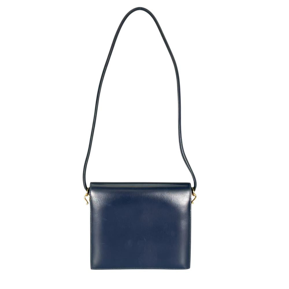 HERMES エルメス ショルダーバッグ セクアナ22 ワンショルダー ヴィンテージ ⚪︎N刻印 レザー ブルー 青 ゴールド金具 レディース 1984年【中古品】