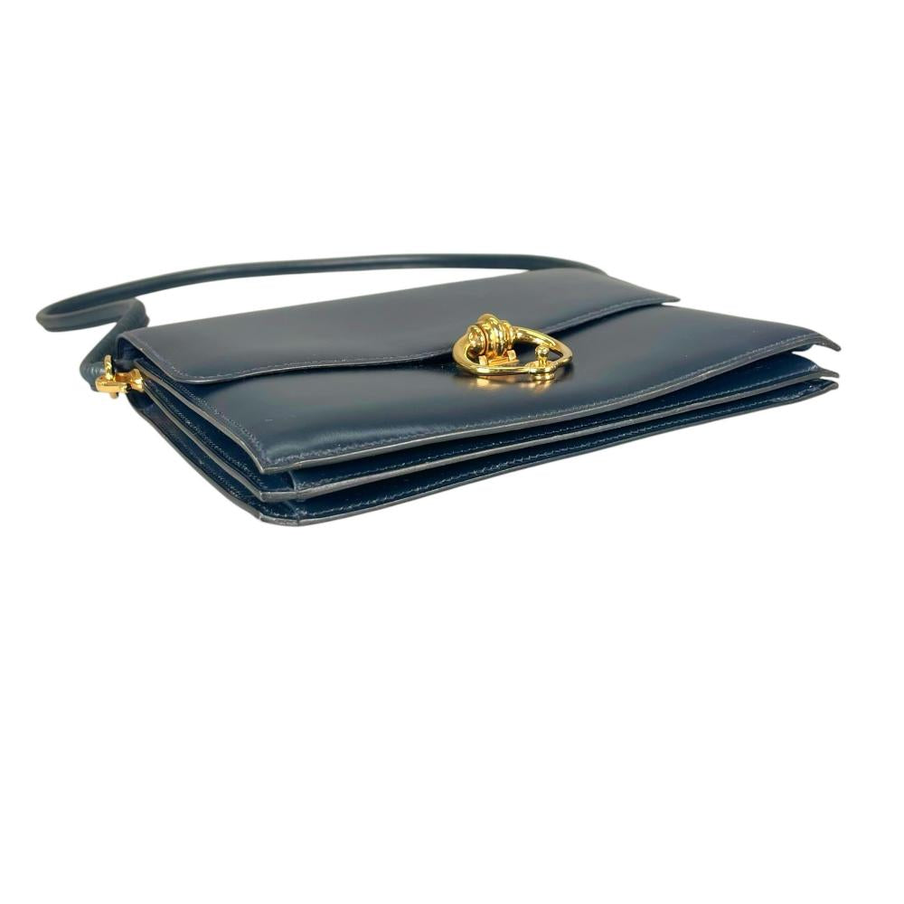 HERMES エルメス ショルダーバッグ セクアナ22 ワンショルダー ヴィンテージ ⚪︎N刻印 レザー ブルー 青 ゴールド金具 レディース 1984年【中古品】