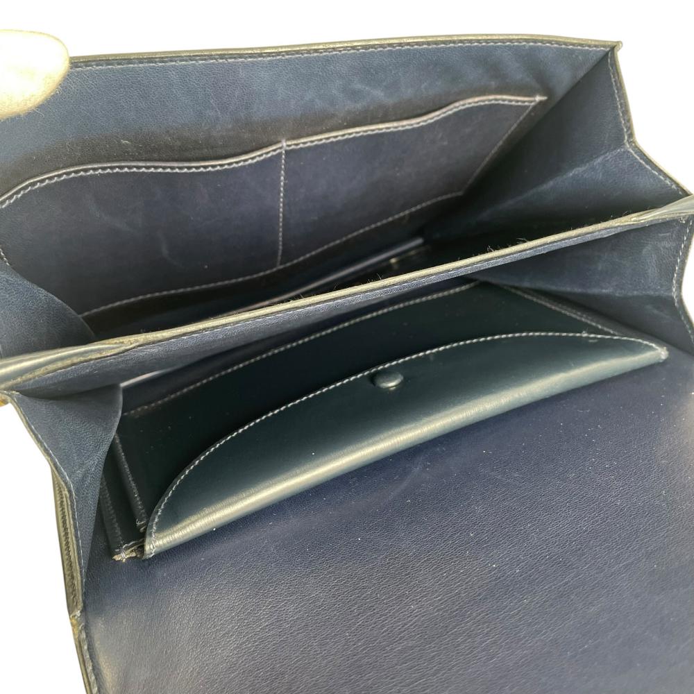 HERMES エルメス ショルダーバッグ セクアナ22 ワンショルダー ヴィンテージ ⚪︎N刻印 レザー ブルー 青 ゴールド金具 レディース 1984年【中古品】