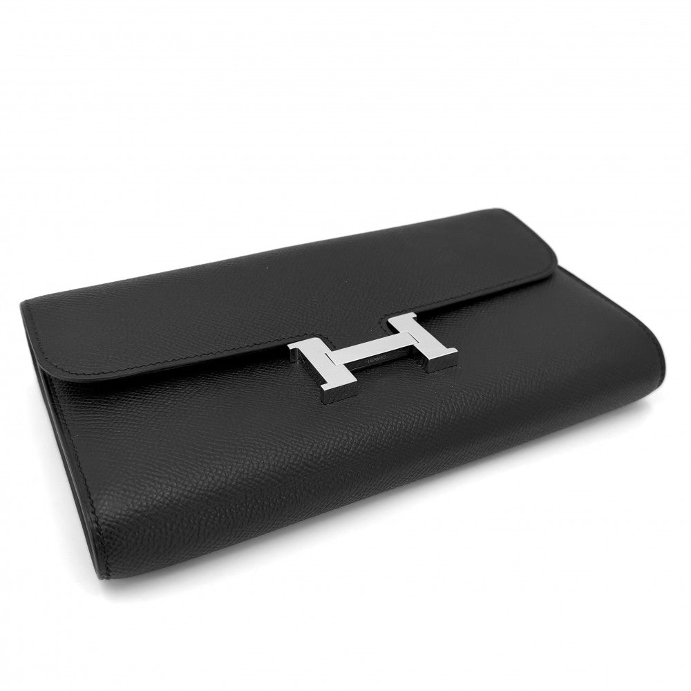 HERMES エルメス 長財布 コンスタンスロング　トゥーゴー ショルダーバッグ ロングウォレット ショルダーウォレット K刻印 ヴォーエプソン ブラック 黒 シルバー金具 レディース 2025年【中古品】