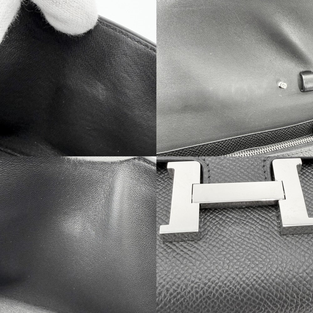 HERMES エルメス 長財布 コンスタンスロング　トゥーゴー ショルダーバッグ ロングウォレット ショルダーウォレット K刻印 ヴォーエプソン ブラック 黒 シルバー金具 レディース 2025年【中古品】