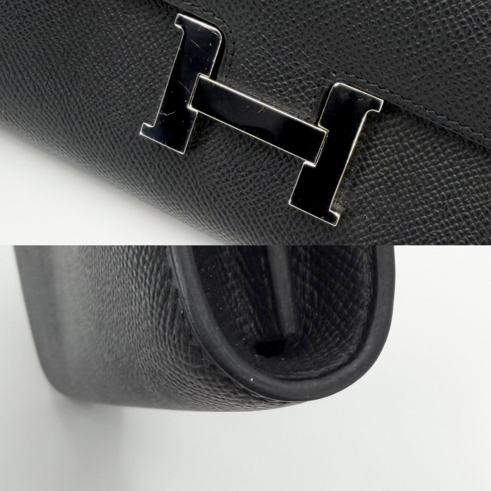 HERMES エルメス 長財布 コンスタンスロング　トゥーゴー ショルダーバッグ ロングウォレット ショルダーウォレット K刻印 ヴォーエプソン ブラック 黒 シルバー金具 レディース 2025年【中古品】