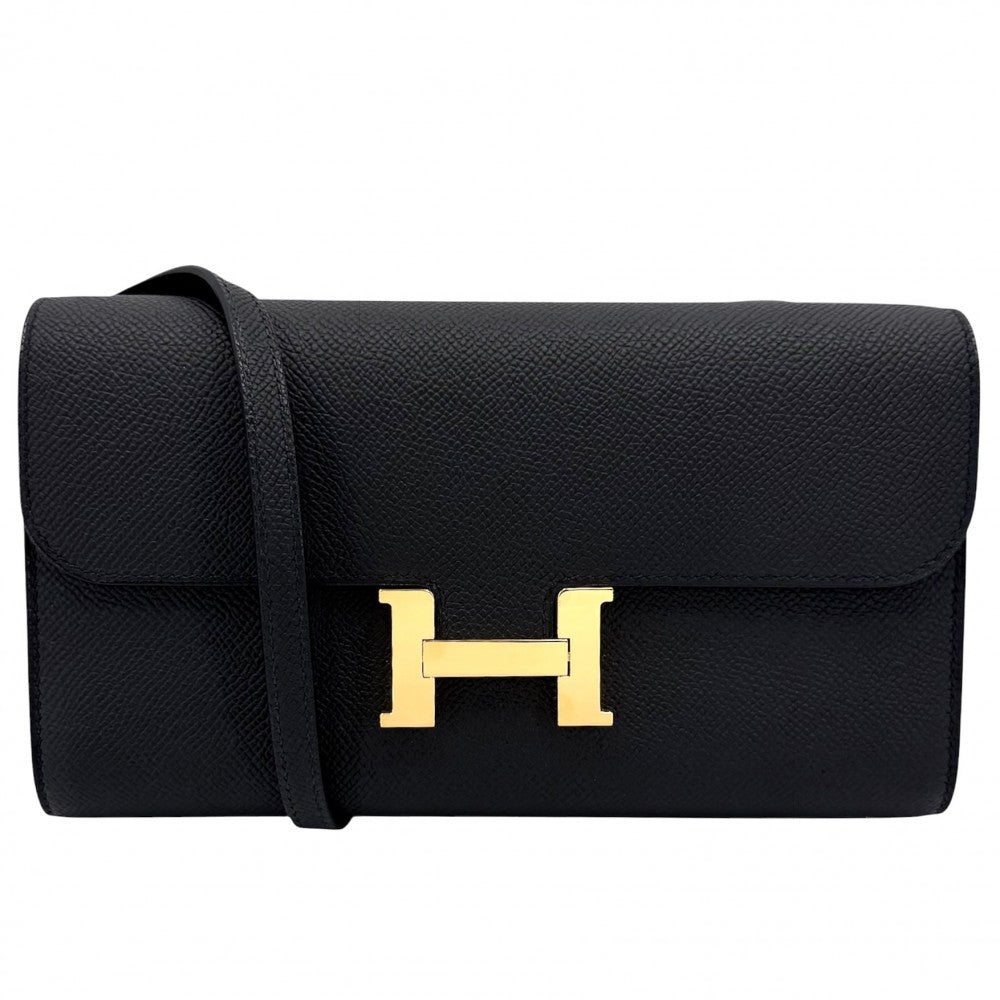 HERMES エルメス ショルダーバッグ コンスタンスロング　トゥーゴー ショルダーウォレット ロングウォレット 長財布 K刻印 ヴォーエプソン ブラック 黒 ゴールド金具 レディース 2025年【中古品】