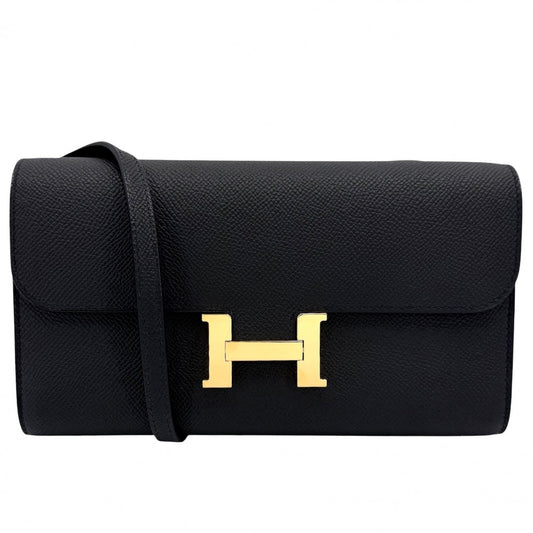 HERMES エルメス ショルダーバッグ コンスタンスロング　トゥーゴー ショルダーウォレット ロングウォレット 長財布 K刻印 ヴォーエプソン ブラック 黒 ゴールド金具 レディース 2025年【中古品】