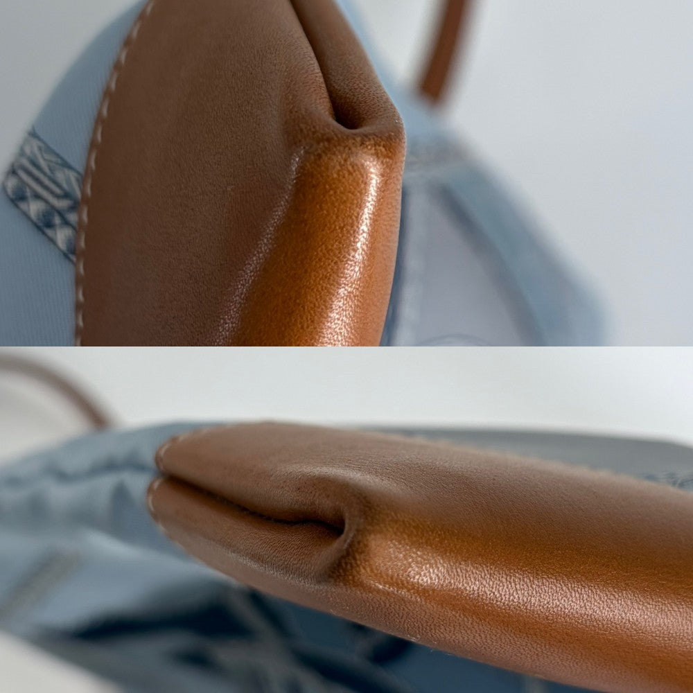 HERMES エルメス ショルダーバッグ シルキーシティMM ローブデュソワール ポーチ付き C刻印 レザー シルク ブルー 青 シルバー金具 レディース 2018年【中古品】