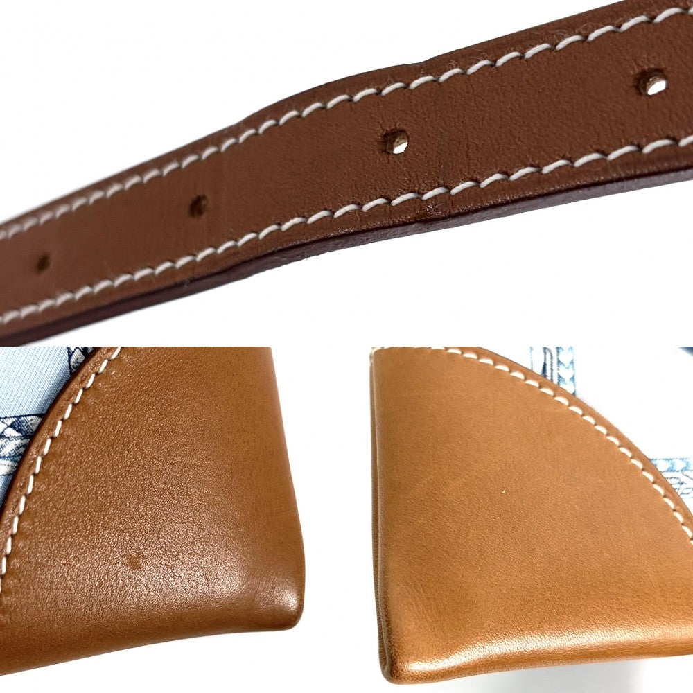 HERMES エルメス ショルダーバッグ シルキーシティMM ローブデュソワール ポーチ付き C刻印 レザー シルク ブルー 青 シルバー金具 レディース 2018年【中古品】