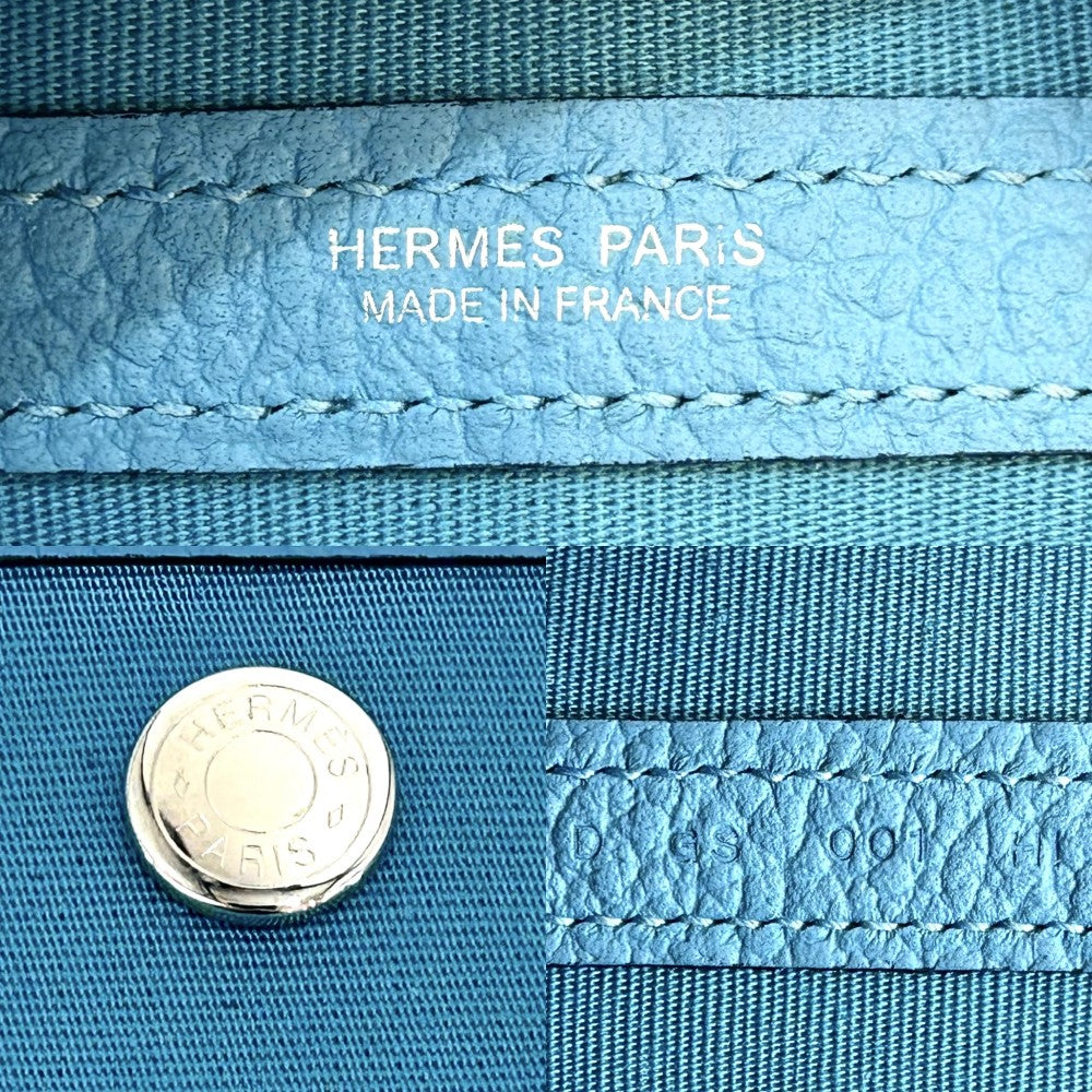 HERMES エルメス ハンドバッグ ガーデンパーティPM トートバッグ 鞄 かばん D刻印 ネゴンダ トワルオフィシェ ブルー系 シルバー金具 レディース 2019年【中古品】