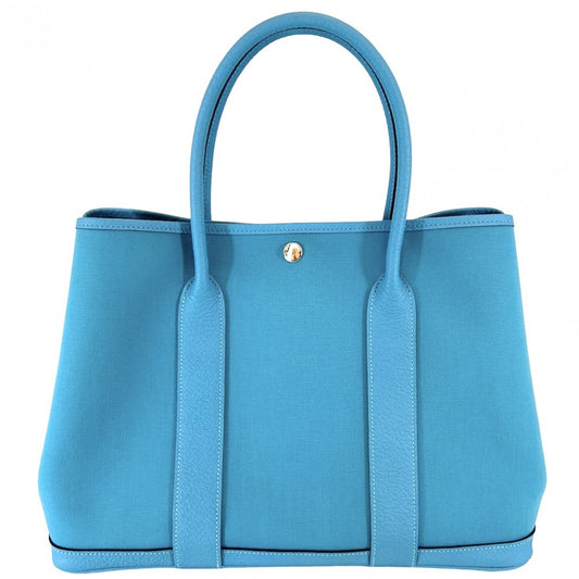 【開店SALE】 HERMES エルメス ハンドバッグ ガーデンパーティPM トートバッグ 鞄 かばん D刻印 ネゴンダ トワルオフィシェ ブルー系 シルバー金具 レディース 2019年【中古品】