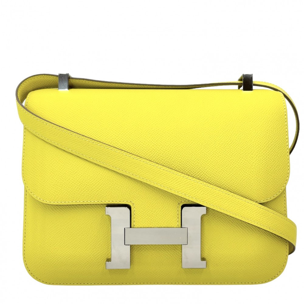 HERMES エルメス ショルダーバッグ コンスタンス24 ポシェット かばん 鞄 B刻印 ヴォーエプソン イエロー シルバー金具 レディース 2023年【中古品】