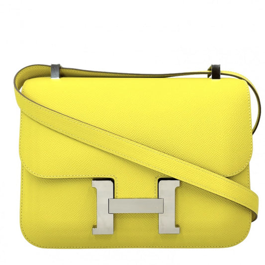 HERMES エルメス ショルダーバッグ コンスタンス24 ポシェット かばん 鞄 B刻印 ヴォーエプソン イエロー シルバー金具 レディース 2023年【中古品】