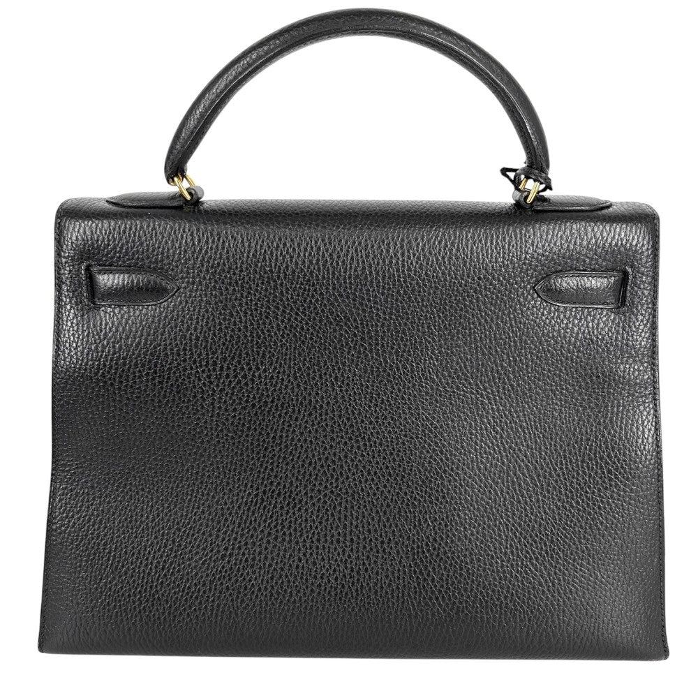HERMES エルメス ハンドバッグ ケリー32 外縫い レザー 鞄 かばん 〇U刻印 アルデンヌ ブラック 黒 ゴールド金具 レディース 1991年【中古品】