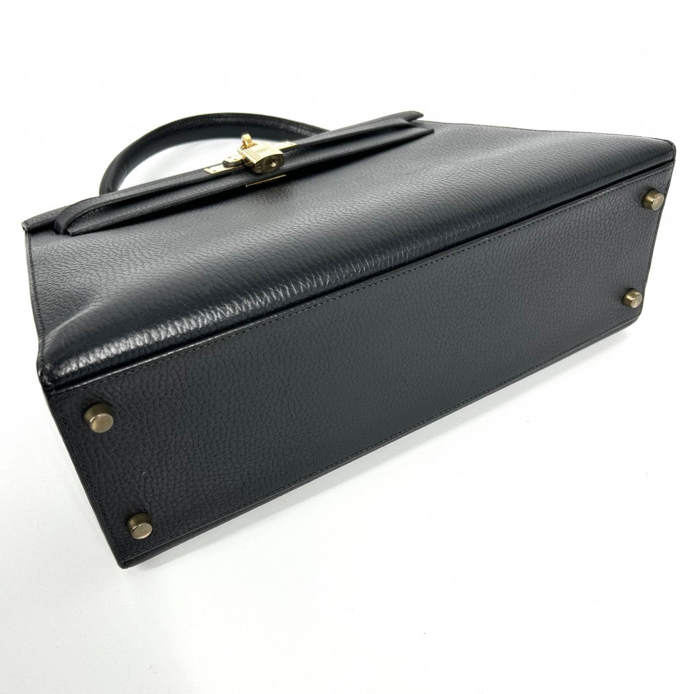HERMES エルメス ハンドバッグ ケリー32 外縫い レザー 鞄 かばん 〇U刻印 アルデンヌ ブラック 黒 ゴールド金具 レディース 1991年【中古品】