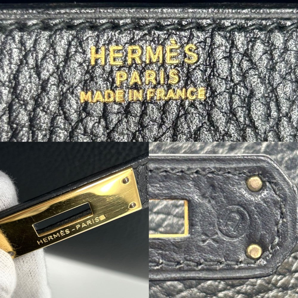 HERMES エルメス ハンドバッグ ケリー32 外縫い レザー 鞄 かばん 〇U刻印 アルデンヌ ブラック 黒 ゴールド金具 レディース 1991年【中古品】