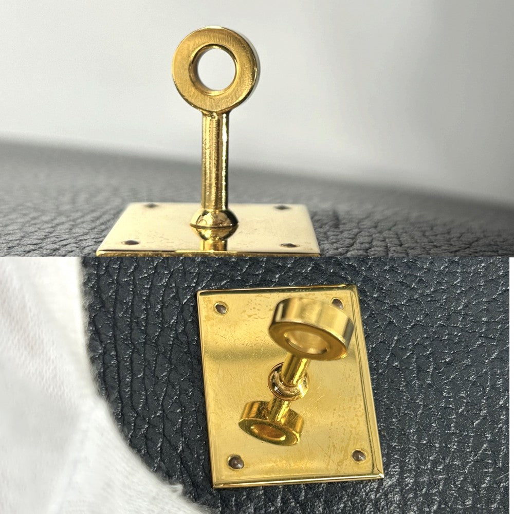 HERMES エルメス ハンドバッグ ケリー32 外縫い レザー 鞄 かばん 〇U刻印 アルデンヌ ブラック 黒 ゴールド金具 レディース 1991年【中古品】