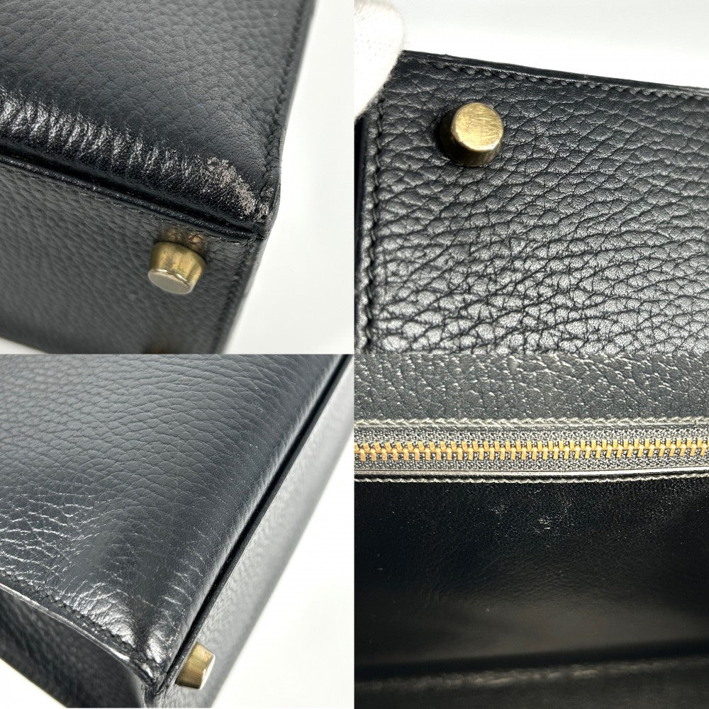 HERMES エルメス ハンドバッグ ケリー32 外縫い レザー 鞄 かばん 〇U刻印 アルデンヌ ブラック 黒 ゴールド金具 レディース 1991年【中古品】
