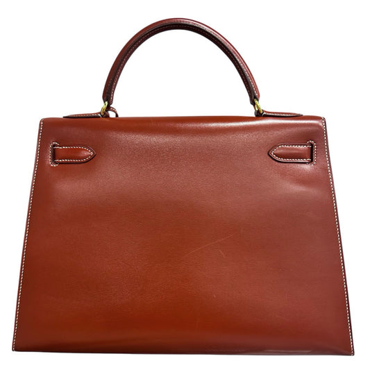 HERMES エルメス ハンドバッグ ケリー32 外縫い レザー 鞄 かばん 〇X ボックスカーフ ブラウン 茶 ゴールド金具 レディース 1994年【中古品】