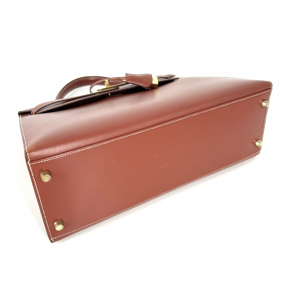 HERMES エルメス ハンドバッグ ケリー32 外縫い レザー 鞄 かばん 〇X ボックスカーフ ブラウン 茶 ゴールド金具 レディース 1994年【中古品】