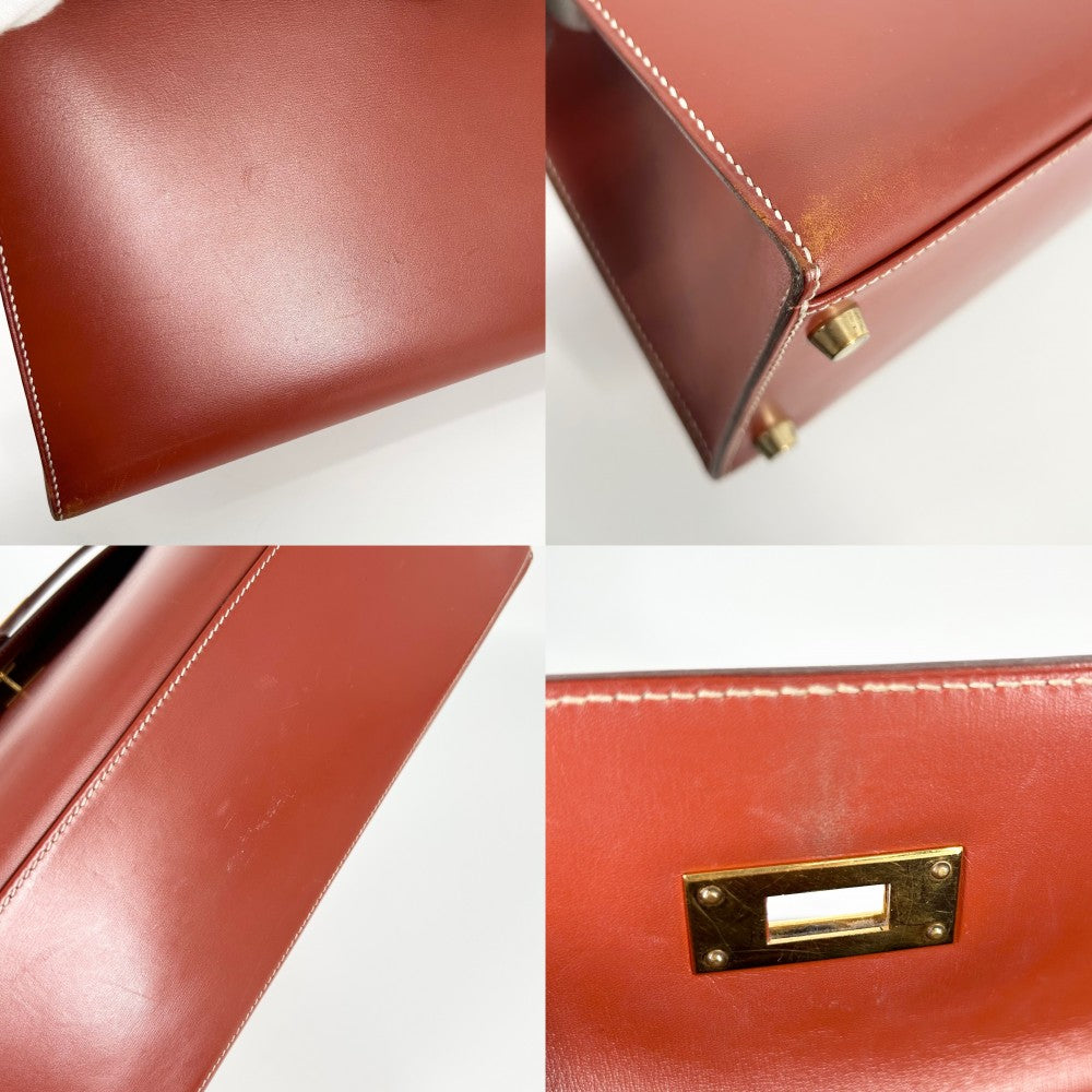 HERMES エルメス ハンドバッグ ケリー32 外縫い レザー 鞄 かばん 〇X ボックスカーフ ブラウン 茶 ゴールド金具 レディース 1994年【中古品】