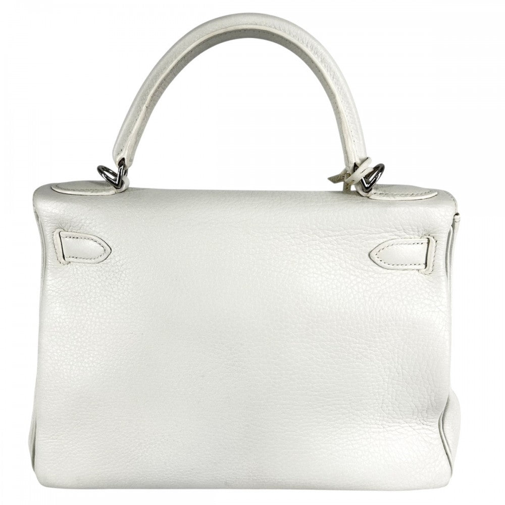 【開店SALE】 HERMES エルメス 2WAY ケリー28 ハンドバッグ ショルダーバッグ 内縫い □K刻印 トリヨンクレマンス ホワイト 白 シルバー金具 レディース 2007年【中古品】