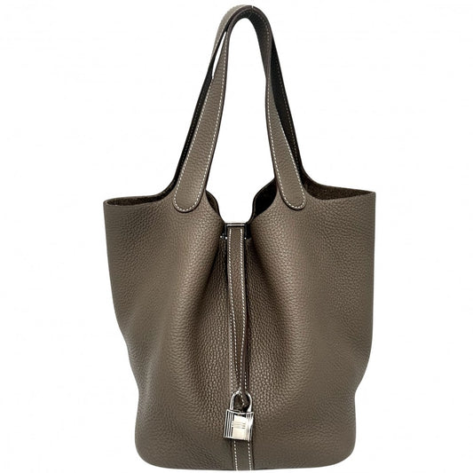 【開店SALE】 HERMES エルメス ハンドバッグ ピコタンロックMM ブラウン Y刻印 トリヨンクレマンス エトゥープ シルバー金具 レディース 2020年【中古品】