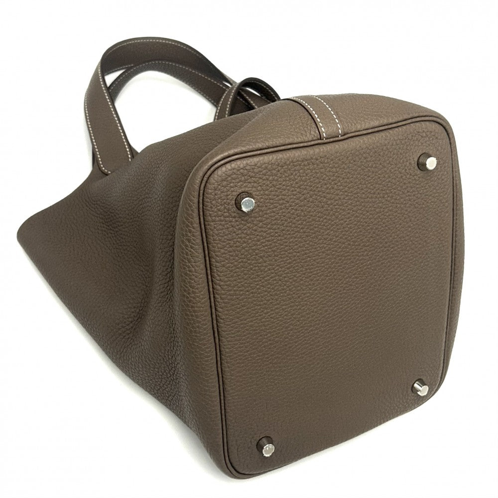 【開店SALE】 HERMES エルメス ハンドバッグ ピコタンロックMM ブラウン Y刻印 トリヨンクレマンス エトゥープ シルバー金具 レディース 2020年【中古品】