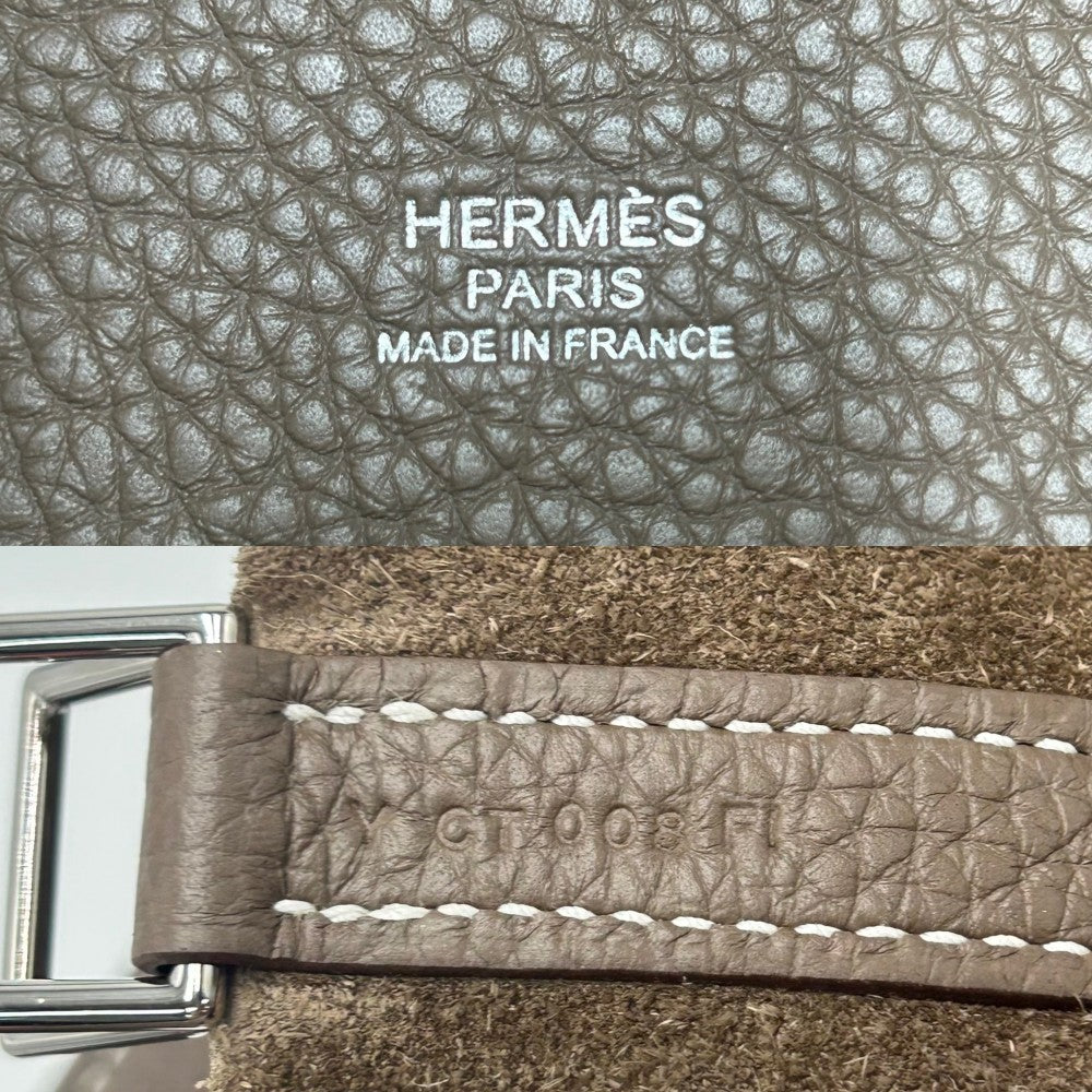 HERMES エルメス ハンドバッグ ピコタンロックMM ブラウン Y刻印 トリヨンクレマンス エトゥープ シルバー金具 レディース 2020年【中古品】