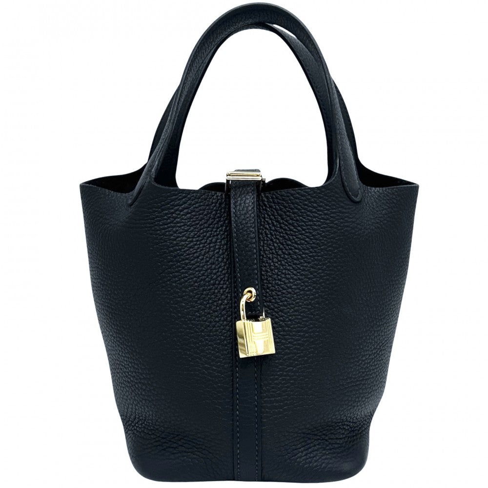 HERMES エルメス ハンドバッグ ピコタンロックPM B刻印 トリヨンクレマンス ネイビーブラック系 ゴールド金具 レディース 2023年【中古品】
