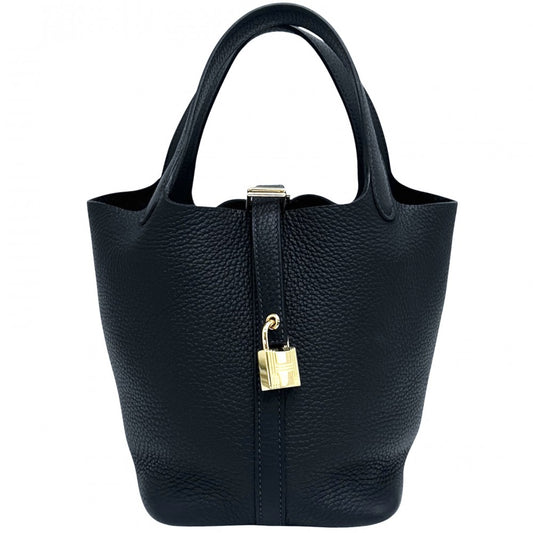 HERMES エルメス ハンドバッグ ピコタンロックPM B刻印 トリヨンクレマンス ネイビーブラック系 ゴールド金具 レディース 2023年【中古品】