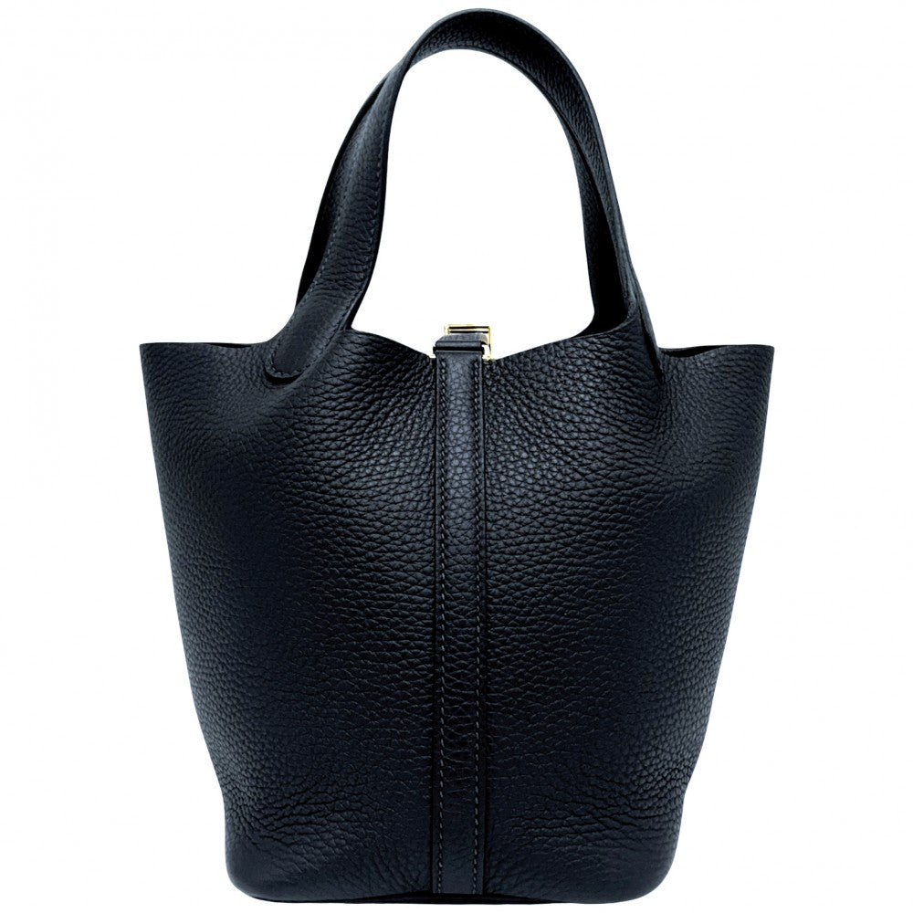 HERMES エルメス ハンドバッグ ピコタンロックPM B刻印 トリヨンクレマンス ネイビーブラック系 ゴールド金具 レディース 2023年【中古品】