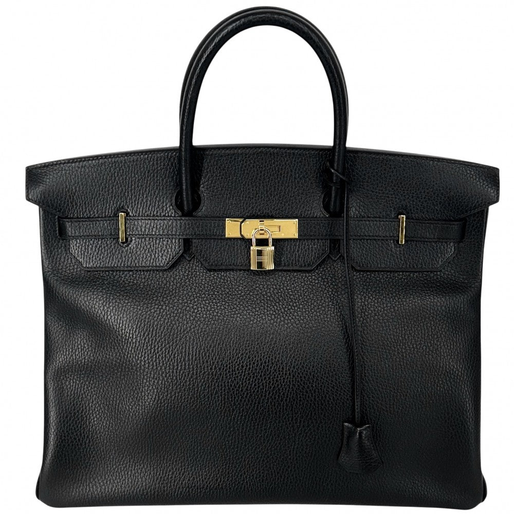 HERMES エルメス ハンドバッグ バーキン40 内縫い メンズ レディース 鞄 かばん 〇W刻印 レザー ブラック 黒 ゴールド金具 ユニセックス 1993年【中古品】