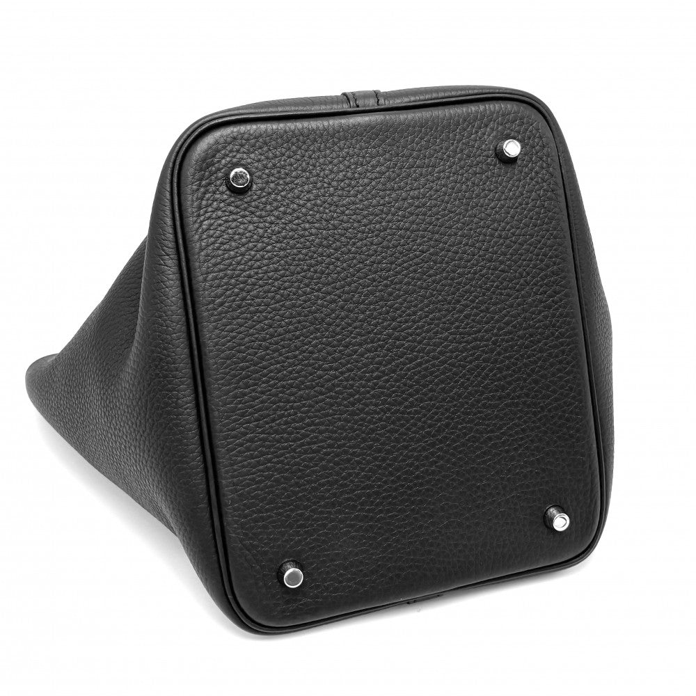 HERMES エルメス ハンドバッグ ピコタンロックMM W刻印 レザー ブラック 黒 シルバー金具 レディース 2024年【中古品】
