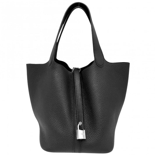 HERMES エルメス ハンドバッグ ピコタンロックMM W刻印 レザー ブラック 黒 シルバー金具 レディース 2024年【中古品】