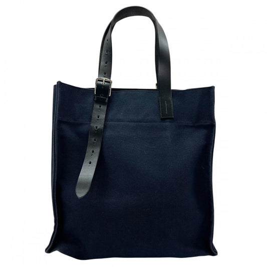 HERMES エルメス トートバッグ エトリヴィエール・ショッピング T刻印 ネイビー 紺 ブラック 黒 シルバー金具 メンズ【中古品】