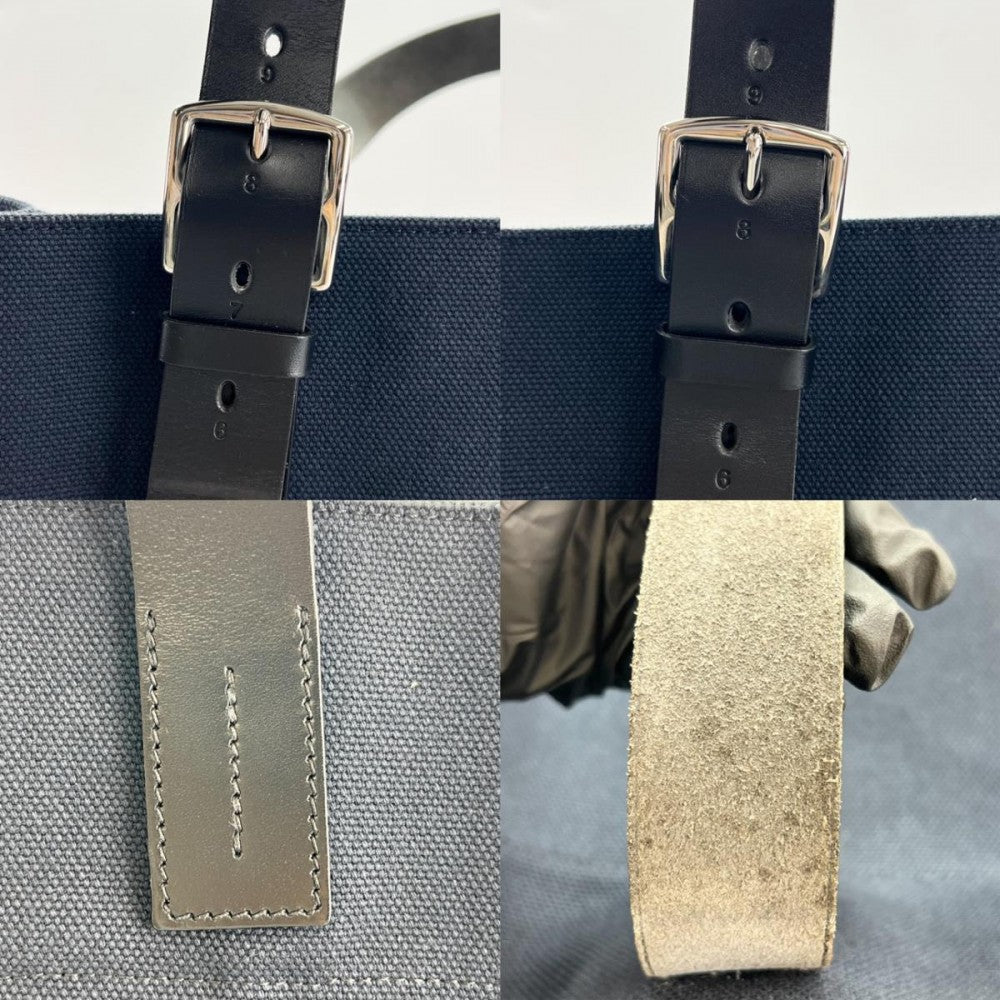 HERMES エルメス トートバッグ エトリヴィエール・ショッピング T刻印 ネイビー 紺 ブラック 黒 シルバー金具 メンズ【中古品】