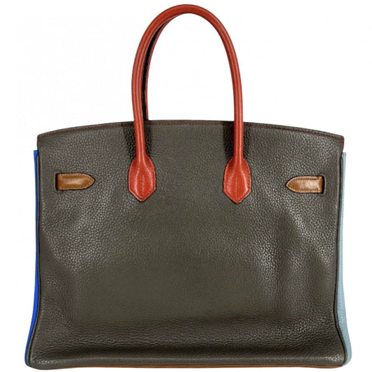 【開店SALE】 HERMES エルメス ハンドバッグ バーキン35 アルルカン 内縫い 本革 A4対応 □P刻印 レザー オレンジ グレー シルバー金具 レディース 2012年【中古品】