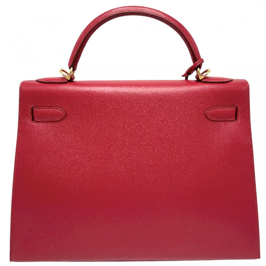 HERMES エルメス ハンドバッグ ケリー32 外縫い □D刻印 レザー レッド 赤 ゴールド金具 レディース 2000年【中古品】